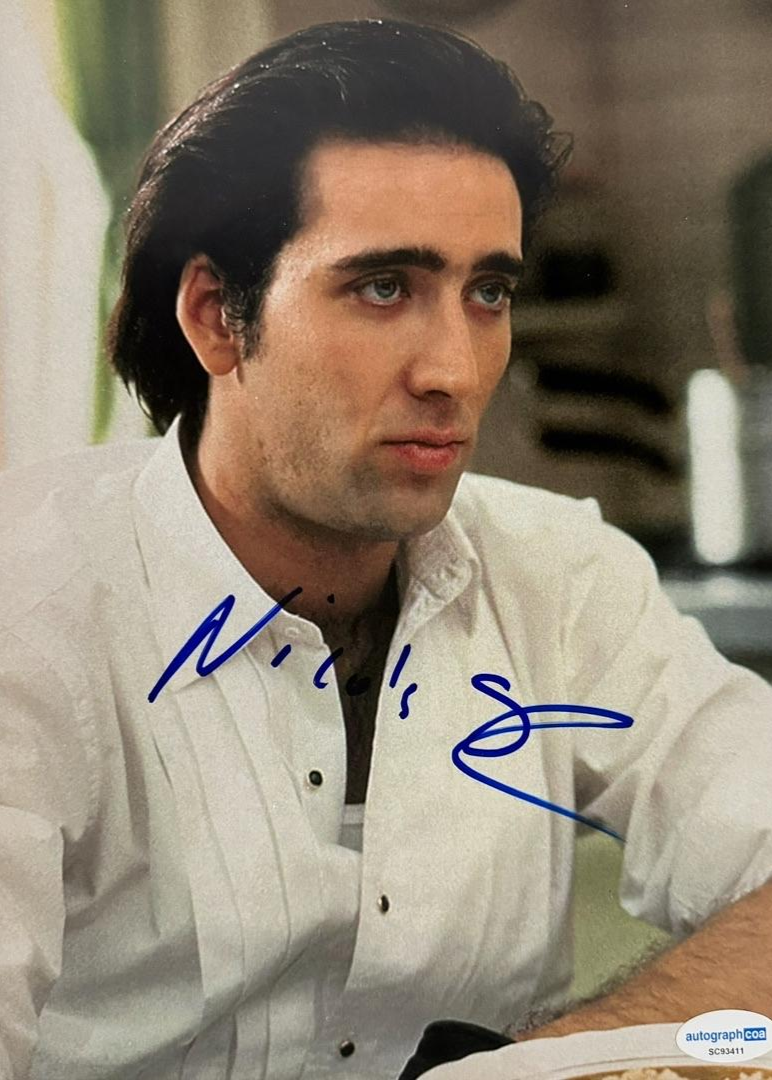 Nicholas Cage Signed 8x10 Photo (Moonstruck) - ACOA